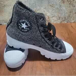 Converse All Star High Top Womens Gray Sherpa Platform Lugged Cozy